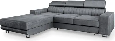 Produktbild von Masseno Ecksofa NOTO L-S mit Schlaffunktion L-Form, Sofa mit Bettkasten, Wohnzimmersofa, Couch, Soffa, Bettsofa, Couchgarnitur- Grau, MONOLITH 85