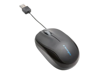 Produktbild von Kensington Pro Fit Retractable Mobile - Maus - optisch - 3 Tasten - kabelgebunden - USB - Schwarz