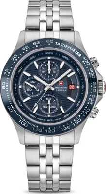 Produktbild von SWISS MILITARY HANOWA Herrenuhr Quarzuhr silber / blau onesize Herren 43 SMWGI0003402, SMWGI0003403