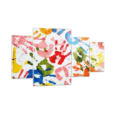 Produktbild von Bilder auf glas - Drucke Hände Komposition mehrfarbig - 160x90cm - Glasbilder - Wandbilder - Kunstdruck - Wanddekoration aus Glas - Glas Bilder - Wandbild auf Glas - GDL160x90-2876