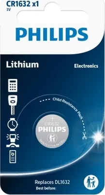 Produktbild von Philips Lithium Knopfzelle CR1632