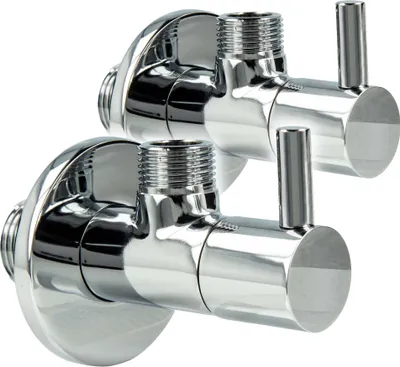 Produktbild von tecuro DESIGN Eckventil ROUND (Doppelpack) - 1/2 Zoll - Messing verchromt