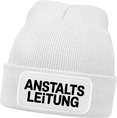 Produktbild von Damen Beanie Patch Bedruckt Lustig Anstaltsleitung Strickmütze mit Spruch Ironie Damenmütze Moonworks®