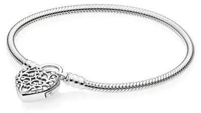 Produktbild von Pandora 597602 Armband Smooth Silver Padlock Regal Heart Herz 17 cm