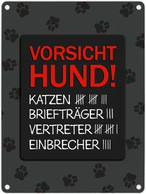 Produktbild von Vorsicht Hund! Metallschild mit Strichliste Motiv Einbrecher Hund Opfer beissen