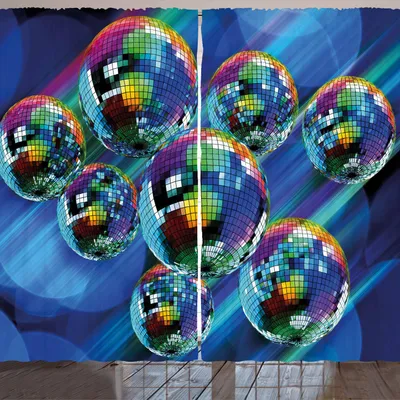 Immagine prodotto di ARANDE Tenda per feste anni '70, sfere da discoteca colorate e vivaci in stile astratto con tema discoteca, 280 x 225 cm, multicolore
