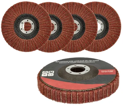 Productafbeelding van KOTARBAU® Set van 5 reinigingsschijven voor haakse slijper, lamellenweefsel, 125 x 22,2 mm