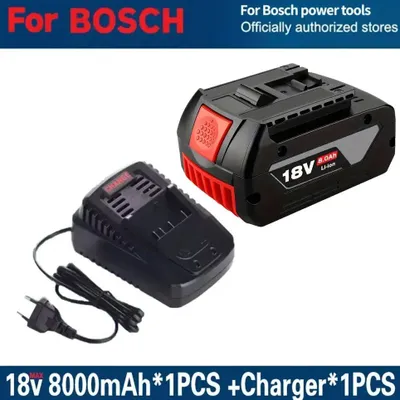 Image de Kit de batteries 18 V - Batterie Li-Ion et chargeur - 1 batterie de rechange de 8,0 Ah compatible avec les outils électriques 18 V