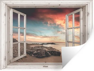 Produktbild von MuchoWow® Wandtattoo Wandsticker Wandaufkleber Aussicht - Strand - Meer 40x30 cm Selbstklebend und Repositionierbar - Faltenfrei