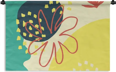 Produktbild von MuchoWow® Wandteppich Wandbehang Sommer - Blume - Pastell 90x60 cm Tapisserie Dekoration Wandtuch - Wandskulpturen - Bildteppich