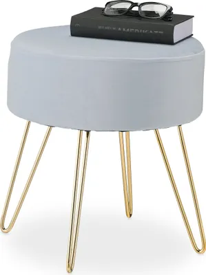 Produktbild von relaxdays Samt Hocker mit Haarnadelbeinen