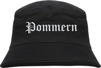 Produktbild von Pommern Fischerhut - Altdeutsch - bestickt -  Bucket Hat Anglerhut Hut Schwarz S/M