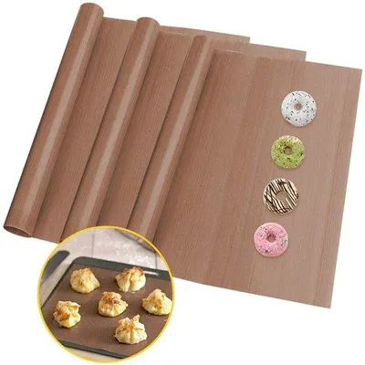 Obrázek produktu pro Žáruvzdorné grilovací podložky, 3 ks, omyvatelné, sada 3 teflonových grilovacích podložek, 40 × 50 cm, bez zápachu, nepřilnavé
