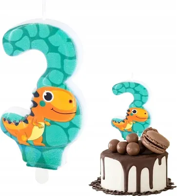 Immagine prodotto di Candela Di Compleanno Dinosauro Dino Numero 3 Verde Per Festa Di Compleanno