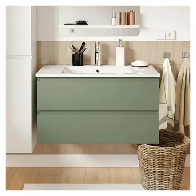 Image de Meuble simple vasque SORRENTO 80cmReproduction chêne et robinet
