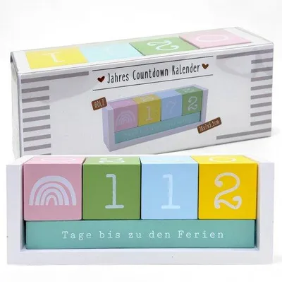Image de Calendrier en bois pour le compte à rebours de la grossesse - Boîtes en bois décoratives - Jusqu'à 432 jours - Calendrier de bureau - Environ 18 × 7 × 5,5 cm