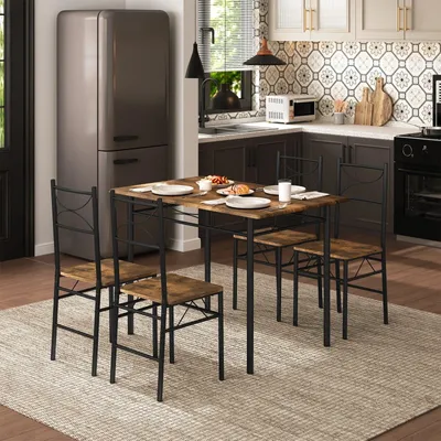 Image de Ensemble de table et chaises pour 4 personnes - Table à manger, chaises, ensemble de cuisine, ensemble repas - Marron rustique - Table en MDF de 110x76x70 cm