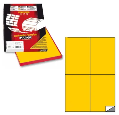 Produktbild von Markin Klebeetikett C/519 gelb 100 FG in A4 (4-Etiketten 105 x 148 mm)