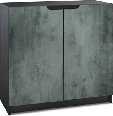 Produktbild von Vladon Sideboard Logan,  Germany, Kommode mit 2 Türen, Schwarz matt/Beton Dunkel Optik (82 x 78 x 37 cm)