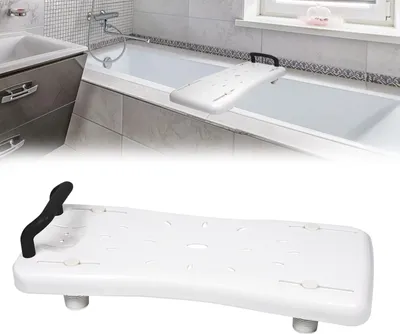 Produktbild von TWOLIIN Badewannenbrett Badewannensitz Senioren, Sitzbrett für Badewanne, Wannensitz mit Griff und Seifenablage, Länge 70 cm, Weiß und Schwarz