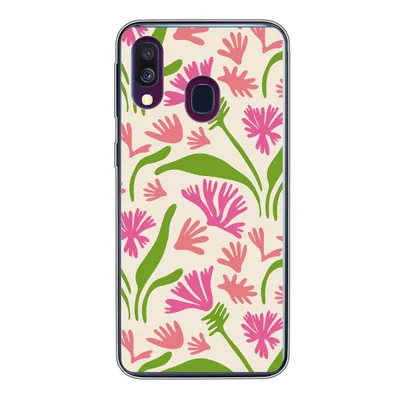 Produktbild von MuchoWow® Handyhülle Schutzhülle Hülle für Samsung Galaxy A40 Blume - Muster - Blatt Silikon Softcase Handy Hülle - Handy-Tasche