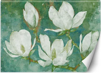 Immagine prodotto di Murale grande magnolia in fiore carta da parati astratta per pareti 250x175 cm colore Verde tema Astratti