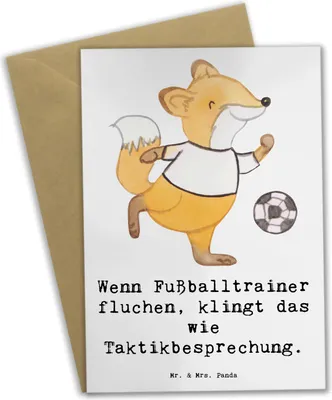 Produktbild von Mr. & Mrs. Panda Grußkarte Fußballtrainer Taktik - Weiß - Geschenk, weihnachtskarten, Fußball, Teamgefühl, Berufsprodukte, hochzeitskarten, valentinstagskarte, Beruf