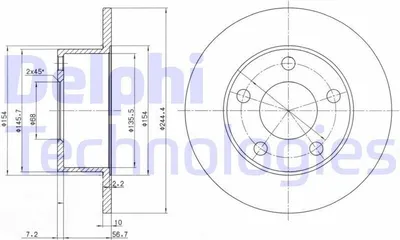 Produktbild von 2x DELPHI Bremsscheibe BG2746 für VW PASSAT Variant (3B6) PASSAT Variant (3B5)
