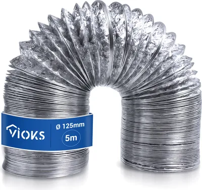 Produktbild von Abluftschlauch 125er Rundsystem 5m Schlauch aus Aluminium für Dunstabzugshaube