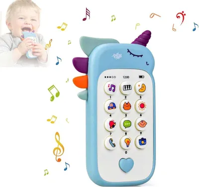 Produktbild von Interaktives Einhorn Babytelefon Spielzeug – Lernspielzeug ab 2 Jahren, Blau