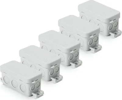 Image de Boîte de dérivation 5 pièces Boîte de jonction en saillie Boîte de distribution pour locaux humides IP65, 100x40mm, gris