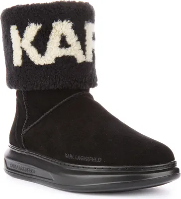 Produktbild von Karl Lagerfeld Kapri Kosi Frauen Leder KARL Logo Druck Stiefelette Schwarz Wildleder – undefined / Schwarzes Wildleder