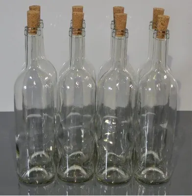 Productafbeelding van Set van 8 Lege Wijnflessen 750 ml met Kurk