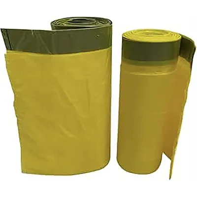 Zdjęcie produktu dla Worek na śmieci RyanPack z HDPE z sznurkiem – odporny na rozdarcia i wytrzymały – 40 x 50 cm – 8 µ – żółty – 100 sztuk