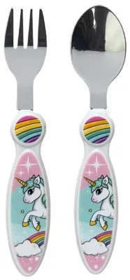 Einhorn-Besteck-Set, 2-teilig, Löffel und Gabel, 15 cm, Kinder