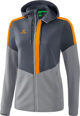 Produktbild von Erima Squad Trainingsjacke Mit Kapuze Damen - Slate Grey / Monument Grey / New Orange
