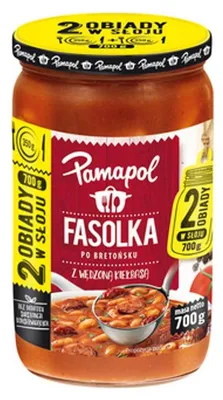 Obrázek produktu pro Fazole po bretońsku Pamapol s uzenou klobásou 700 g