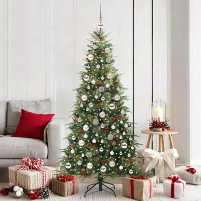 Image de Arbre de Noël artificiel pliable, vert, 180 cm, en PE et PVC