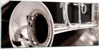 Produktbild von Bilder auf glas - Musik Trompete Instrument Orchester - 120x50cm - Glasbilder - Wandbilder - Kunstdruck - Wanddekoration aus Glas - Glas Bilder - Wandbild auf Glas - GAB120x50-1553