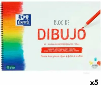 Produktbild von Zeichenblock Oxford Weiß A3 20 Blatt (5 Stück)