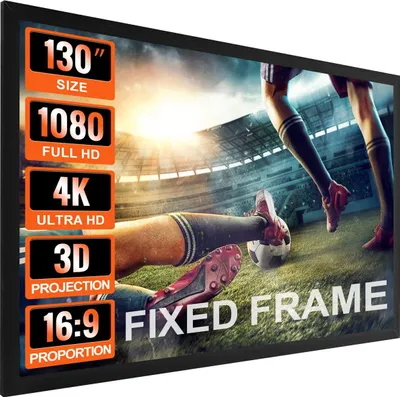 Zdjęcie produktu dla 130-calowy ekran projekcyjny 16:9 4K HDTV Ekran filmowy Stała rama Ekran projekcyjny 3D do kin 4K HDTV Do użytku na zewnątrz (130 cali)