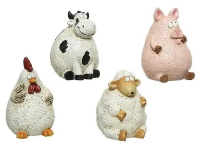 Produktbild von Gartenfigur Tierfigur Schaf Kuh Schwein Huhn H 18,5 cm - Stückpreis