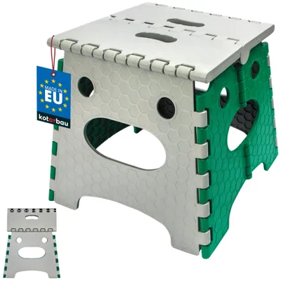 Immagine prodotto di KOTARBAU® Sgabello pieghevole 27 cm Sedia pieghevole Sgabello Sgabello pieghevole Antiscivolo e stabile Portatile Utile per la casa in plastica Grigio + Verde