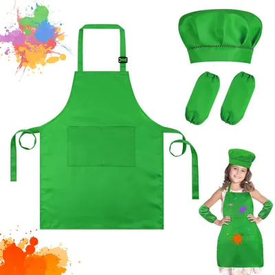 Produktbild von Kinderschürze mit langen Ärmeln, wasserdicht, Größe 6-12 Jahre, mit Taschen, für Malen