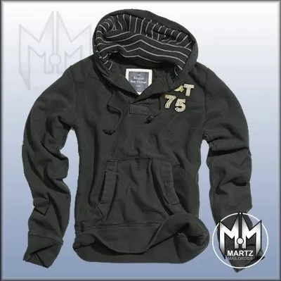 Produktbild von Surplus - Henley Hoodie Schwarz, Pulli mit Kapuze Größe S