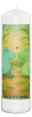 Produktbild von Mr. & Mrs. Panda Kerze Frosch Liebe Design 29 x 8 cm XL - Weiß - Geschenk, Frösche, Bedruckte, Stumpenkerze, Erinnerungskerze, Ehefrau, Verheiratet, Blockkerze