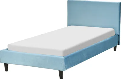 Produktbild von BELIANI Polsterbett Hellblau Samtstoff mit Lattenrost 90 x 200 cm Abnehmbarer Bezug Modernes Design Einzelbett Schlafzimmer Kinderzimmer Ausstattung