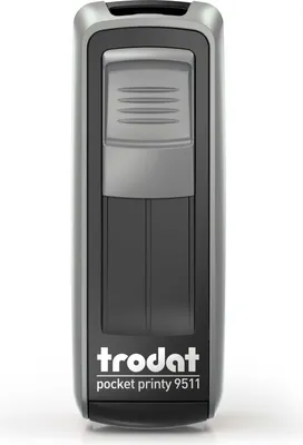 Produktbild von Pocket-Printy trodat 9511, 4zeilig, Gehäuse silber, Kissen schwarz