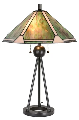 Obrázek produktu pro LumiLamp 5LL-6165 Stolní lampa Tiffany Ø 50x73 cm E27-max 2x60W Zelená, hnědá, béžová