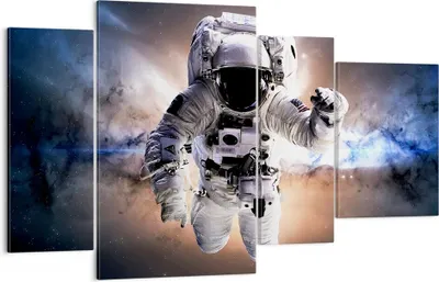 Produktbild von Bild auf Leinwand - Leinwandbild - Astronaut Erde Raum - 120x70cm - Wand Bild - Wanddeko - Leinwanddruck - Bilder - Kunstdruck - Wanddekoration - Leinwand bilder - Wandkunst - DL120x70-2848
